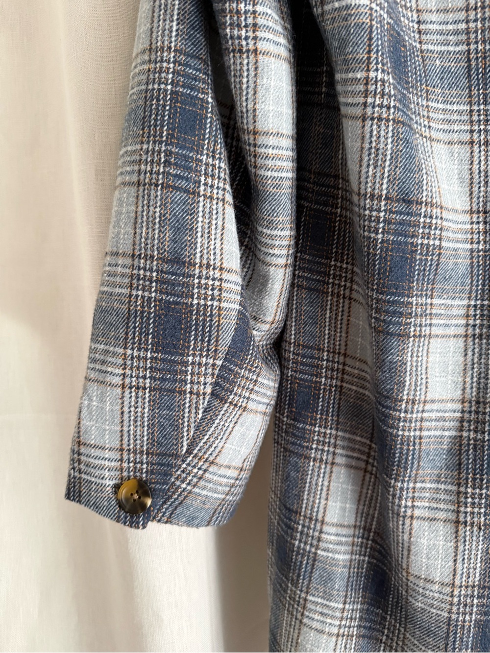 NWOT Sundance Plaid Wool Blend Blazer Coat S Longline Floral Lined Blue Jacket - Picture 7 of 12